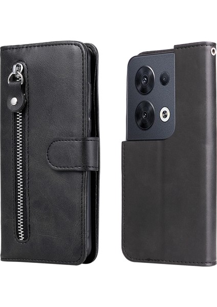 Oppo Reno 8 5g Moda Fermuar Çevirme Deri Telefon Kılıfı Kart Tutuculu Manyetik Cüzdan Telefon Kılıfı (Yurt Dışından)