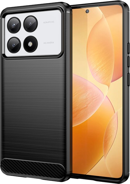 Xiaomi Poco X6 Pro/redmi K70E Için Yumuşak Karbon Fiber Fırçalanmış Tpu Telefon Kılıfı - Siyah (Yurt Dışından)