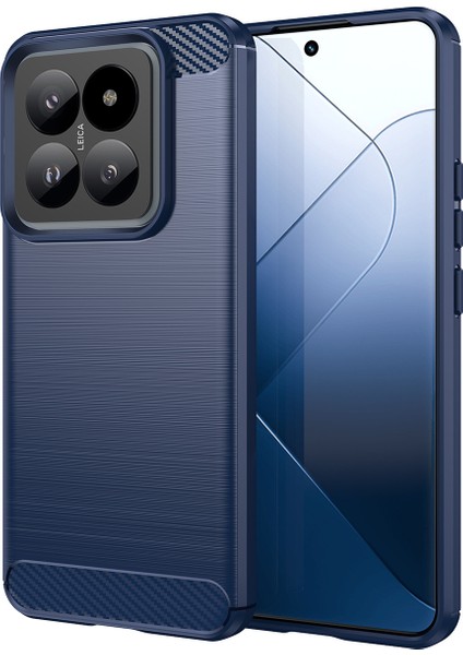 Xiaomi 14 Pro Için Yumuşak Karbon Fiber Fırçalanmış Tpu Telefon Kılıfı - Mavi (Yurt Dışından)