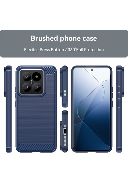 Xiaomi 14 Pro Için Yumuşak Karbon Fiber Fırçalanmış Tpu Telefon Kılıfı - Mavi (Yurt Dışından) modelleri
