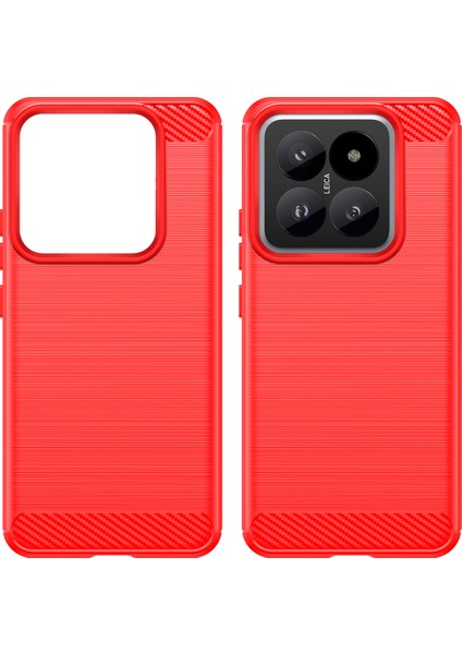 Xiaomi 14 Pro Için Yumuşak Karbon Fiber Fırçalanmış Tpu Telefon Kılıfı - Kırmızı (Yurt Dışından) fırsatları