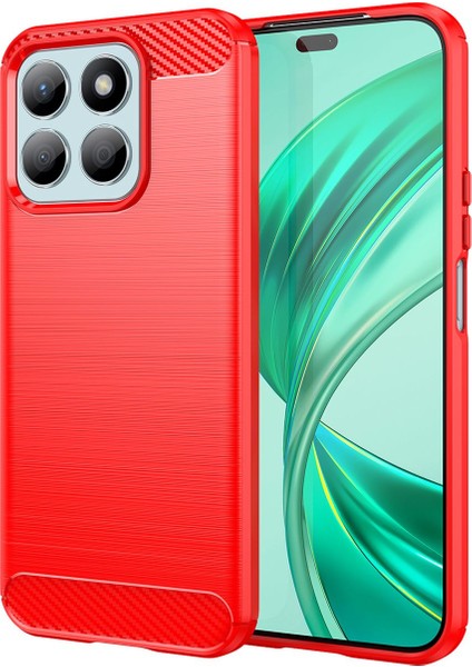 Honor X8B Için Yumuşak Karbon Fiber Fırçalanmış Tpu Telefon Kılıfı - Kırmızı (Yurt Dışından)
