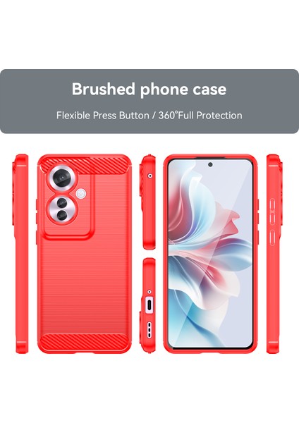 Oppo RENO11 F Için Yumuşak Karbon Fiber Fırçalanmış Tpu Telefon Kılıfı - Kırmızı (Yurt Dışından) modelleri
