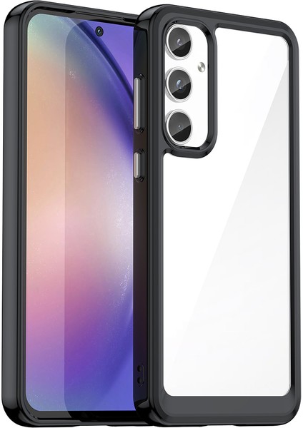 Samsung Galaxy A55 Için Şeffaf Pc Arka Tpu Tampon Telefon Kılıfı - Siyah (Yurt Dışından)