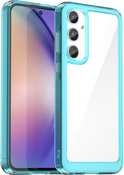 Samsung Galaxy A55 Için Şeffaf Pc Arka Tpu Tampon Telefon Kılıfı - Turkuvaz (Yurt Dışından)