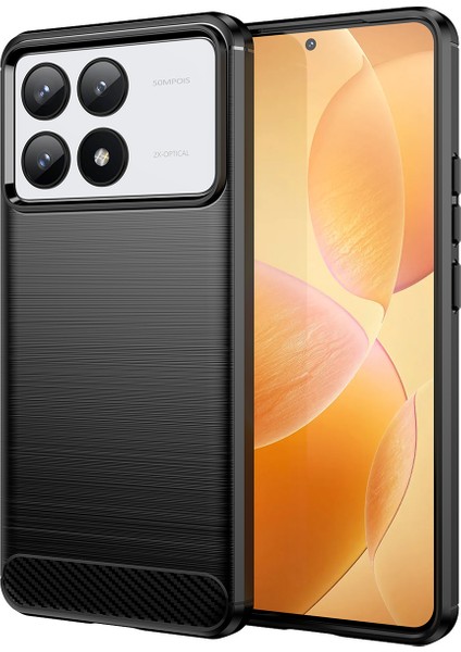 Xiaomi Redmi K70 Için Yumuşak Karbon Fiber Fırçalanmış Tpu Telefon Kılıfı - Siyah (Yurt Dışından)