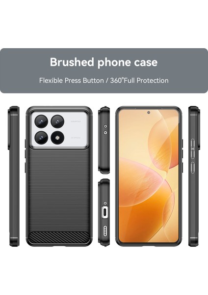 Xiaomi Redmi K70 Için Yumuşak Karbon Fiber Fırçalanmış Tpu Telefon Kılıfı - Siyah (Yurt Dışından) modelleri