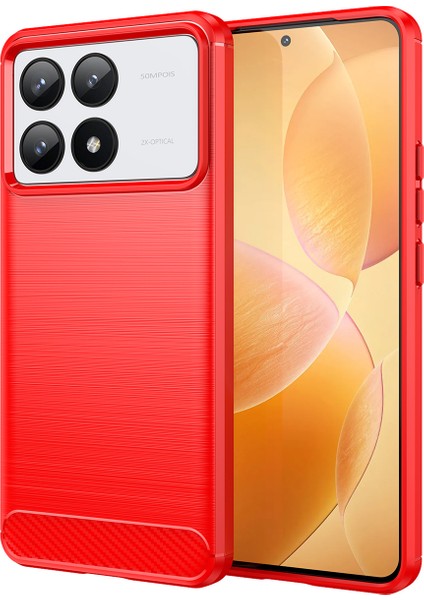 Xiaomi Redmi K70 Için Yumuşak Karbon Fiber Fırçalanmış Tpu Telefon Kılıfı - Kırmızı (Yurt Dışından)