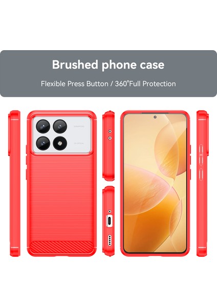 Xiaomi Redmi K70 Için Yumuşak Karbon Fiber Fırçalanmış Tpu Telefon Kılıfı - Kırmızı (Yurt Dışından) modelleri