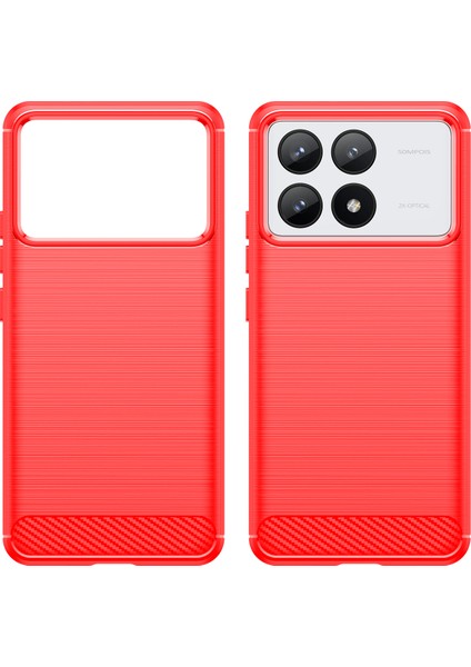 Xiaomi Redmi K70 Için Yumuşak Karbon Fiber Fırçalanmış Tpu Telefon Kılıfı - Kırmızı (Yurt Dışından) fırsatları