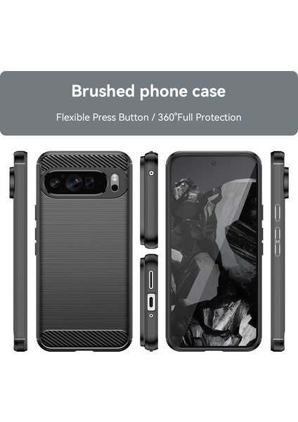 Google Pixel 9 Pro Için Yumuşak Karbon Fiber Fırçalanmış Tpu Telefon Kılıfı - Siyah (Yurt Dışından) modelleri