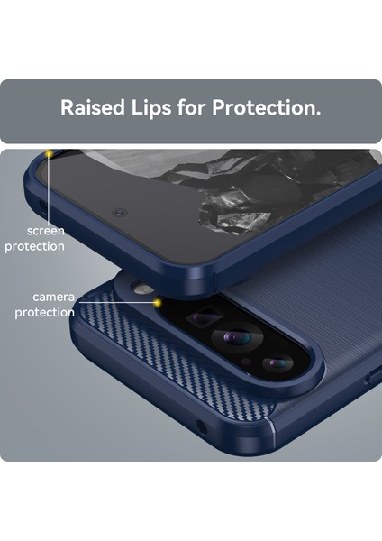 Google Pixel 9 Pro Için Yumuşak Karbon Fiber Fırçalanmış Tpu Telefon Kılıfı - Mavi (Yurt Dışından) indirimleri
