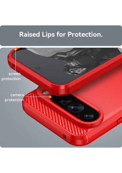 Google Pixel 9 Pro Için Yumuşak Karbon Fiber Fırçalanmış Tpu Telefon Kılıfı - Kırmızı (Yurt Dışından) indirimleri