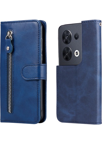 Oppo Reno 8 5g Moda Fermuar Çevirme Deri Telefon Kılıfı Kart Tutuculu Manyetik Cüzdan Telefon Kılıfı (Yurt Dışından)
