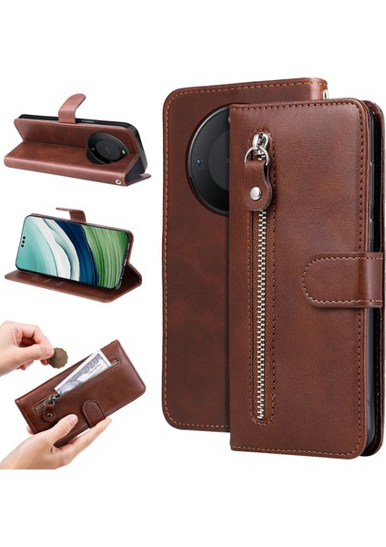 Huawei Mate 60 Moda Fermuar Çevirme Deri Telefon Kılıfı Kart Tutuculu Manyetik Cüzdan Telefon Kılıfı (Yurt Dışından) fiyatları