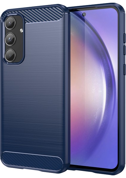 Samsung Galaxy A55 Için Yumuşak Karbon Fiber Fırçalanmış Tpu Telefon Kılıfı - Mavi (Yurt Dışından)