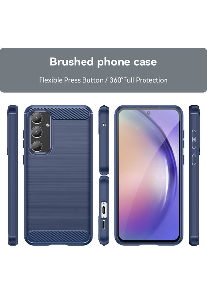 Samsung Galaxy A55 Için Yumuşak Karbon Fiber Fırçalanmış Tpu Telefon Kılıfı - Mavi (Yurt Dışından) modelleri