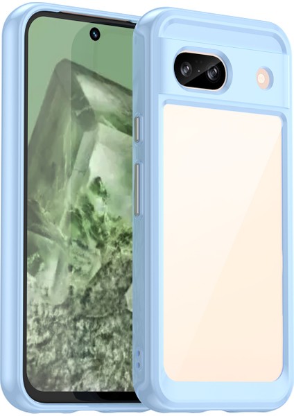 Google Pixel 8A Için Şeffaf Pc Arka Tpu Tampon Telefon Kılıfı - Mavi (Yurt Dışından)