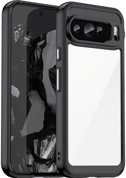 Google Pixel 9 Pro Için Şeffaf Pc Arka Tpu Tampon Telefon Kılıfı - Siyah (Yurt Dışından)