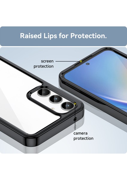 Samsung Galaxy A35 Için Şeffaf Pc Arka Tpu Tampon Telefon Kılıfı - Siyah (Yurt Dışından) indirimleri