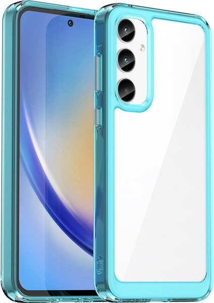 Samsung Galaxy A35 Için Şeffaf Pc Arka Tpu Tampon Telefon Kılıfı - Turkuvaz (Yurt Dışından)