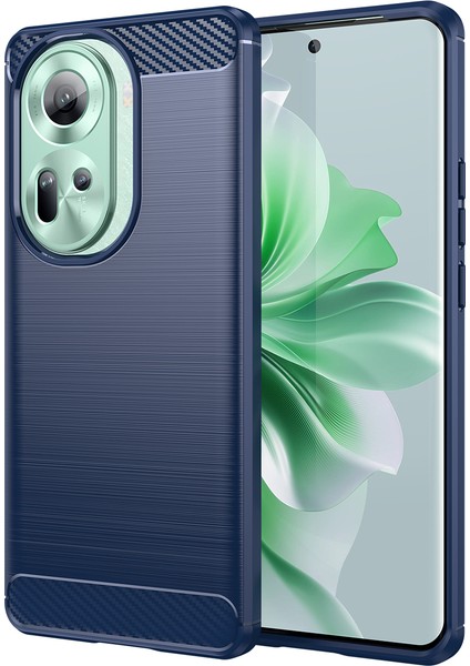 Oppo RENO11 Için Yumuşak Karbon Fiber Fırçalanmış Tpu Telefon Kılıfı - Mavi (Yurt Dışından)