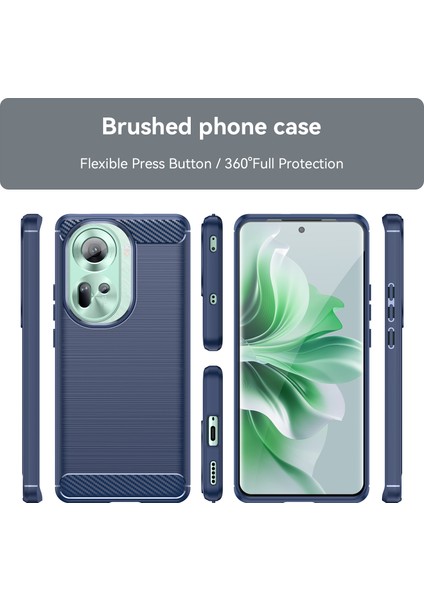 Oppo RENO11 Için Yumuşak Karbon Fiber Fırçalanmış Tpu Telefon Kılıfı - Mavi (Yurt Dışından) modelleri