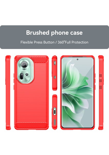 Oppo RENO11 Için Yumuşak Karbon Fiber Fırçalanmış Tpu Telefon Kılıfı - Kırmızı (Yurt Dışından) modelleri