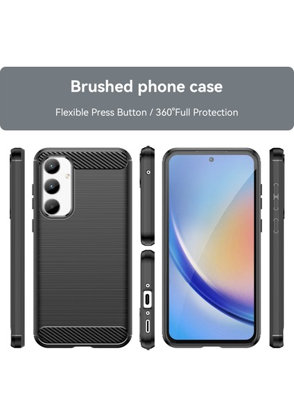 Samsung Galaxy A35 Için Yumuşak Karbon Fiber Fırçalanmış Tpu Telefon Kılıfı - Siyah (Yurt Dışından) modelleri