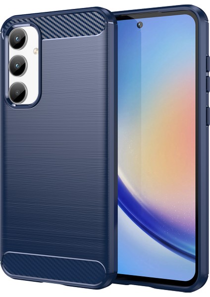 Samsung Galaxy A35 Için Yumuşak Karbon Fiber Fırçalanmış Tpu Telefon Kılıfı - Mavi (Yurt Dışından)