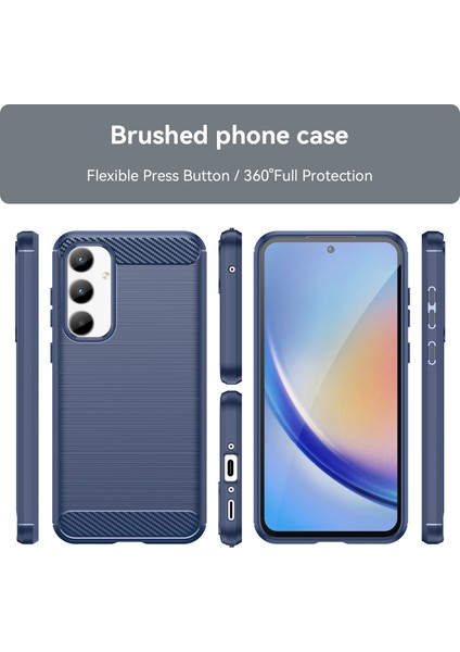 Samsung Galaxy A35 Için Yumuşak Karbon Fiber Fırçalanmış Tpu Telefon Kılıfı - Mavi (Yurt Dışından) modelleri