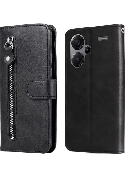 Xiaomi Redmi Note 13 Pro Plus Moda Fermuar Çevirme Deri Telefon Kılıfı Kart Tutuculu Manyetik Cüzdan Telefon Kılıfı (Yurt Dışından)