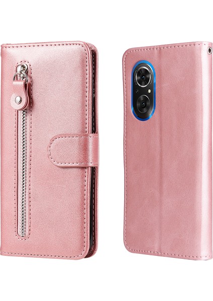 Huawei Nova 9 Se Moda Fermuar Çevirme Deri Telefon Kılıfı Kart Tutuculu Manyetik Cüzdan Telefon Kılıfı (Yurt Dışından)