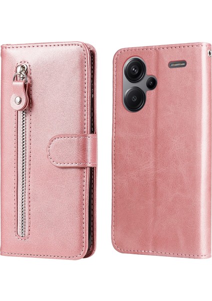 Xiaomi Redmi Note 13 Pro Plus Moda Fermuar Çevirme Deri Telefon Kılıfı Kart Tutuculu Manyetik Cüzdan Telefon Kılıfı (Yurt Dışından)