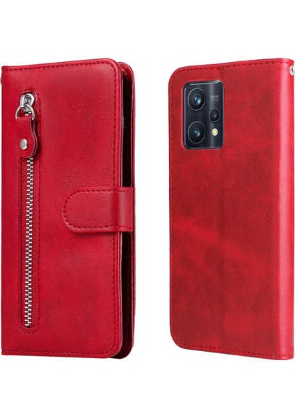 Realme 9 Pro Plus Moda Fermuar Çevirme Deri Telefon Kılıfı Kart Tutuculu Manyetik Cüzdan Telefon Kılıfı (Yurt Dışından)