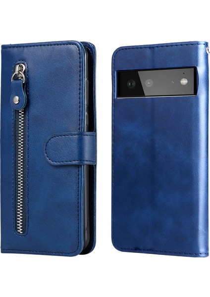 Google Pixel 6 Moda Fermuar Çevirme Deri Telefon Kılıfı Kart Tutuculu Manyetik Cüzdan Telefon Kılıfı (Yurt Dışından)
