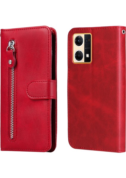 Oppo Reno 7 4g Moda Fermuar Çevirme Deri Telefon Kılıfı Kart Tutuculu Manyetik Cüzdan Telefon Kılıfı (Yurt Dışından)