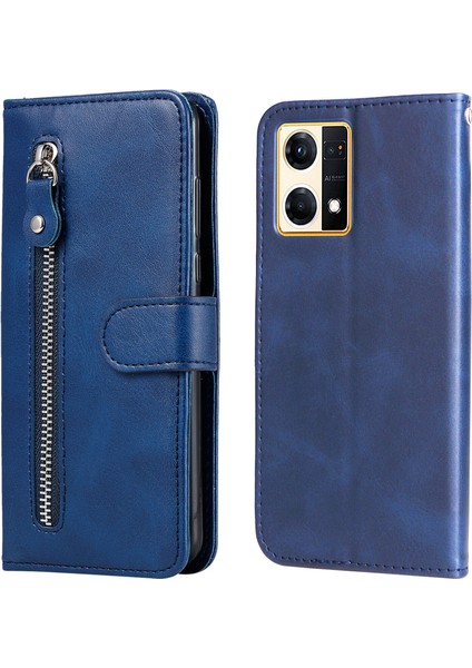 Oppo Reno 7 4g Moda Fermuar Çevirme Deri Telefon Kılıfı Kart Tutuculu Manyetik Cüzdan Telefon Kılıfı (Yurt Dışından)