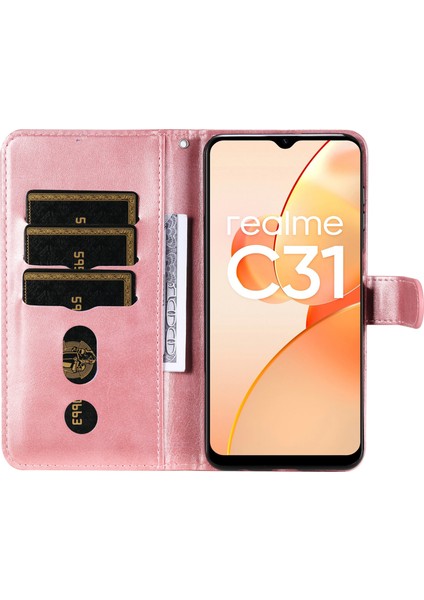 Realme C31 Moda Fermuar Çevirme Deri Telefon Kılıfı Kart Tutuculu Manyetik Cüzdan Telefon Kılıfı (Yurt Dışından) fırsatları
