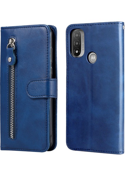 Motorola E20/E30/E40 Moda Fermuar Çevirme Deri Telefon Kılıfı Kart Tutuculu Manyetik Cüzdan Telefon Kılıfı (Yurt Dışından)