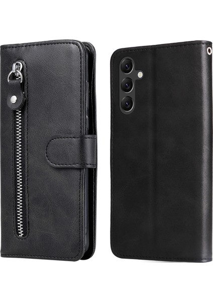 Samsung Galaxy A15 Moda Fermuar Çevirme Deri Telefon Kılıfı Kart Tutuculu Manyetik Cüzdan Telefon Kılıfı (Yurt Dışından)