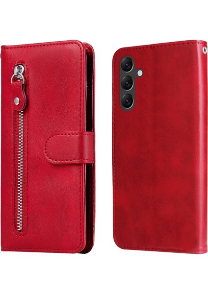 Samsung Galaxy A15 Moda Fermuar Çevirme Deri Telefon Kılıfı Kart Tutuculu Manyetik Cüzdan Telefon Kılıfı (Yurt Dışından)