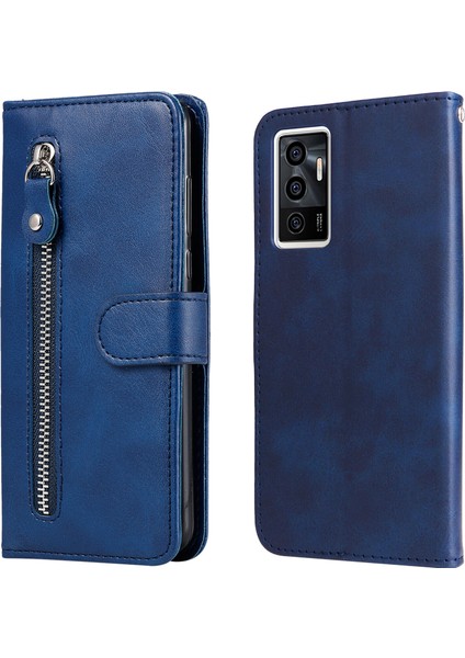 Vıvo Y75 4g Moda Fermuar Çevirme Deri Telefon Kılıfı Kart Tutuculu Manyetik Cüzdan Telefon Kılıfı (Yurt Dışından)