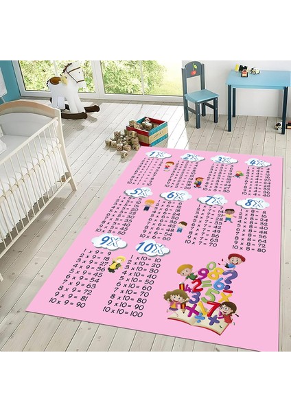 Dijital Baskılı Kaymaz Taban Yıkanabilir Çocuk Odası Oyun Halısı, V-Çocuk-05-Pembe, fiyatları
