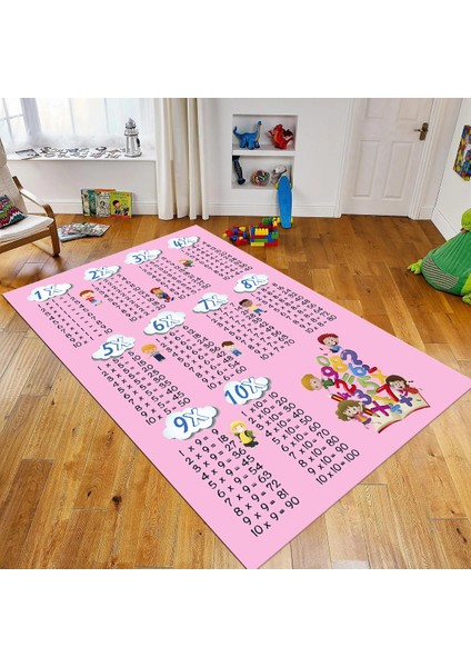 Dijital Baskılı Kaymaz Taban Yıkanabilir Çocuk Odası Oyun Halısı, V-Çocuk-05-Pembe,