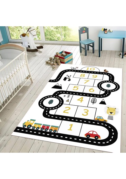 Dijital Baskılı Kaymaz Taban Yıkanabilir Çocuk Odası Oyun Halısı, V-Çocuk-06-Beyaz, fiyatları