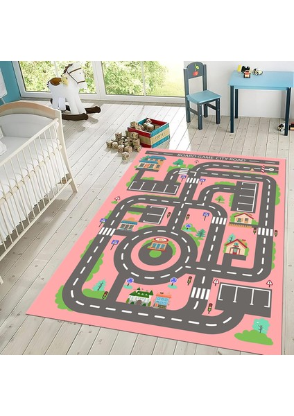 Dijital Baskılı Kaymaz Taban Yıkanabilir Çocuk Odası Oyun Halısı, V-Çocuk-17-Pembe, fiyatları