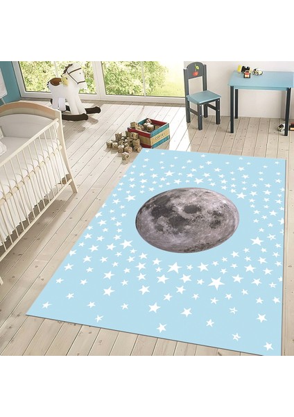 Dijital Baskılı Kaymaz Taban Yıkanabilir Çocuk Odası Oyun Halısı, V-Çocuk-27-Mavi, fiyatları