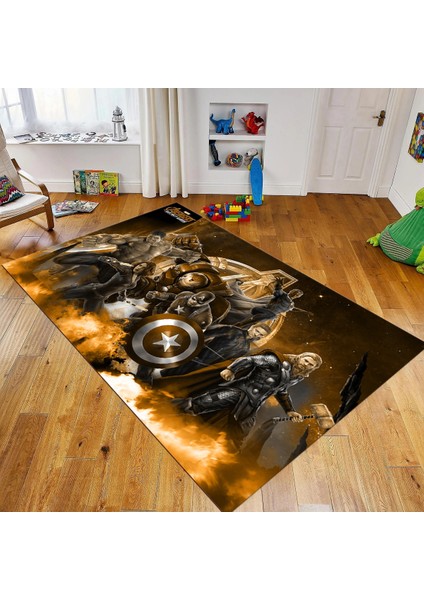 Dijital Baskılı Kaymaz Taban Yıkanabilir Çocuk Odası Oyun Halısı, V-Çocuk-39-Kahverengi,