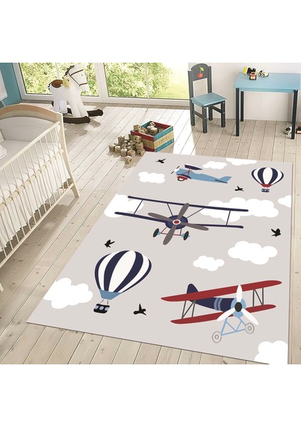 Dijital Baskılı Kaymaz Taban Yıkanabilir Çocuk Odası Oyun Halısı, V-Çocuk-23-Gri, fiyatları